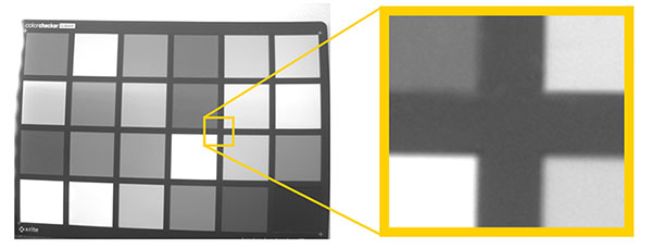 Monochrome image of a color chart.