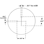 KR311A Solid line crossline reticle 0.600" line length and 0.001" line width.