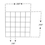 KR4401 Grid Reticle 25 Squares 0.500" x 0.500"