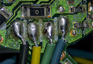 Solder under microscope